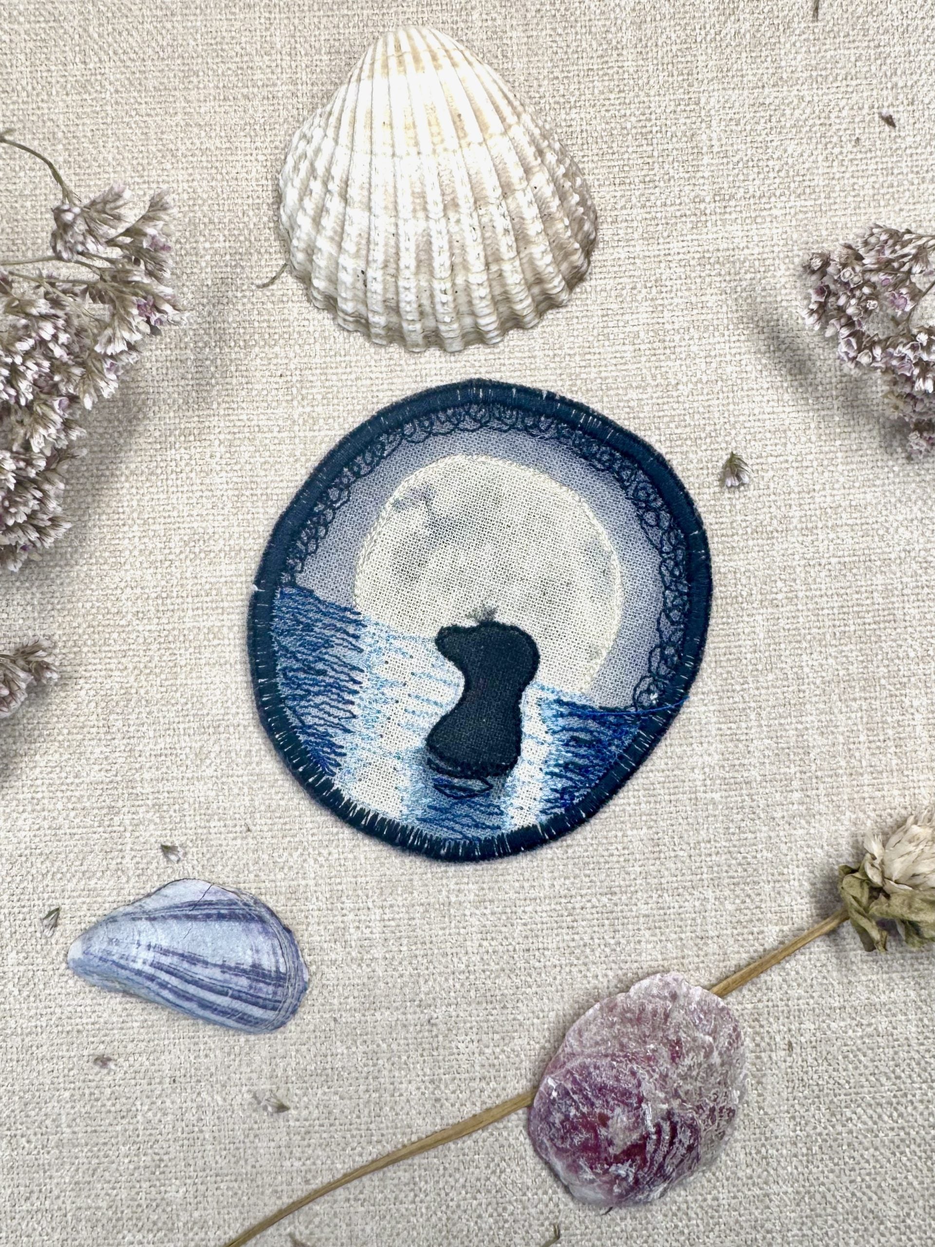Selkie “True Nature” Talisman – Free Motion Embroidered Patch / Bag Charm image 0