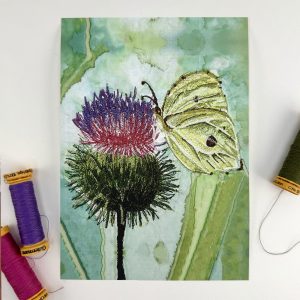 "Hope" and Embroidered Brimstone Butterfly Original Print by Wild Minder