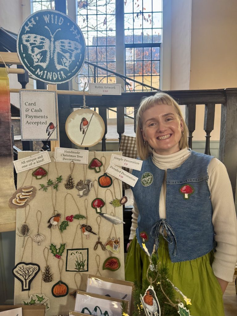 Lucy at a her Wild Minder stall at a Little Makers Market Christmas Market in Bury St edmunds