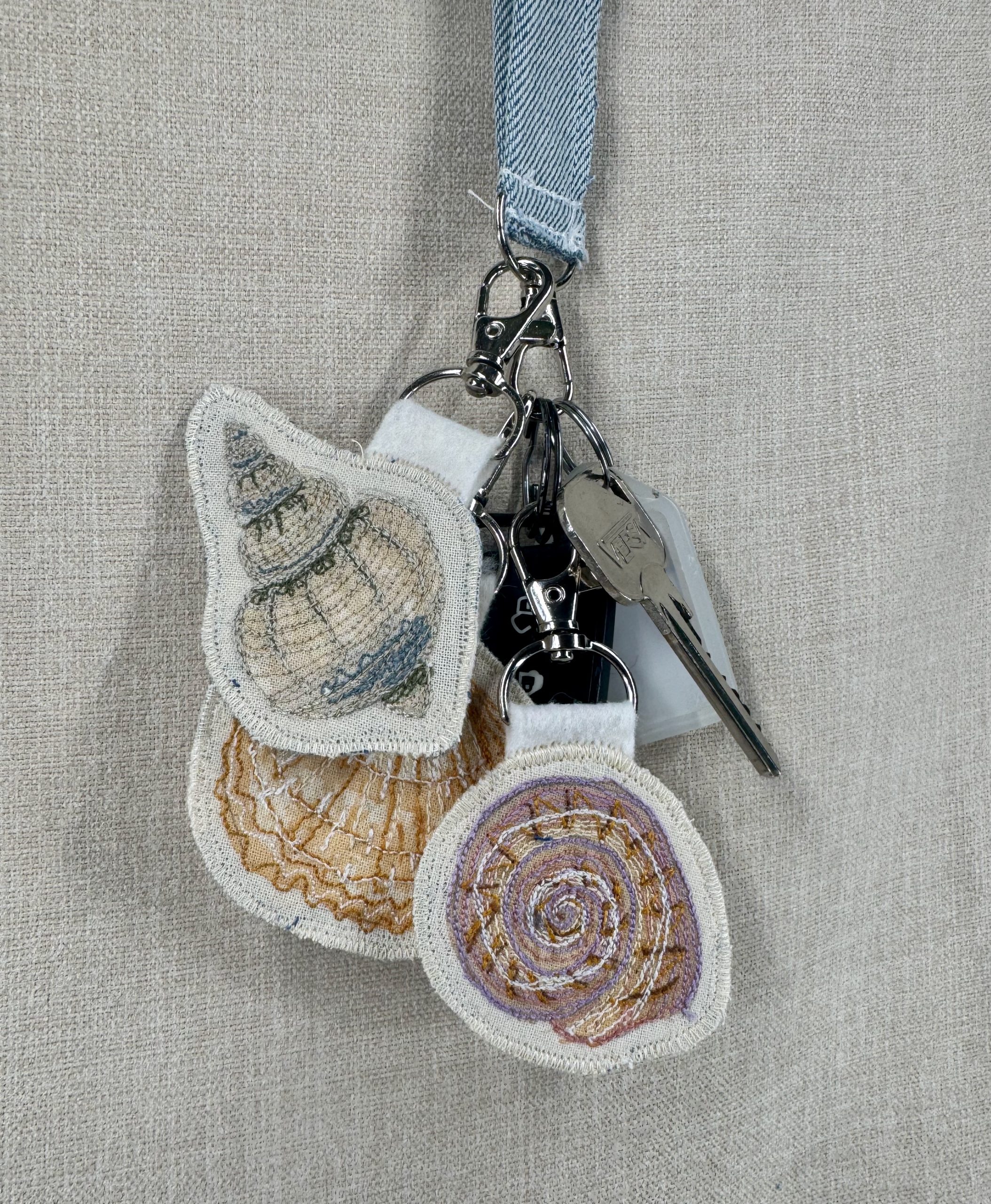 Selkie “The Reminders - Shell” Talismans – Free Motion Embroidered Patch / Bag Charm