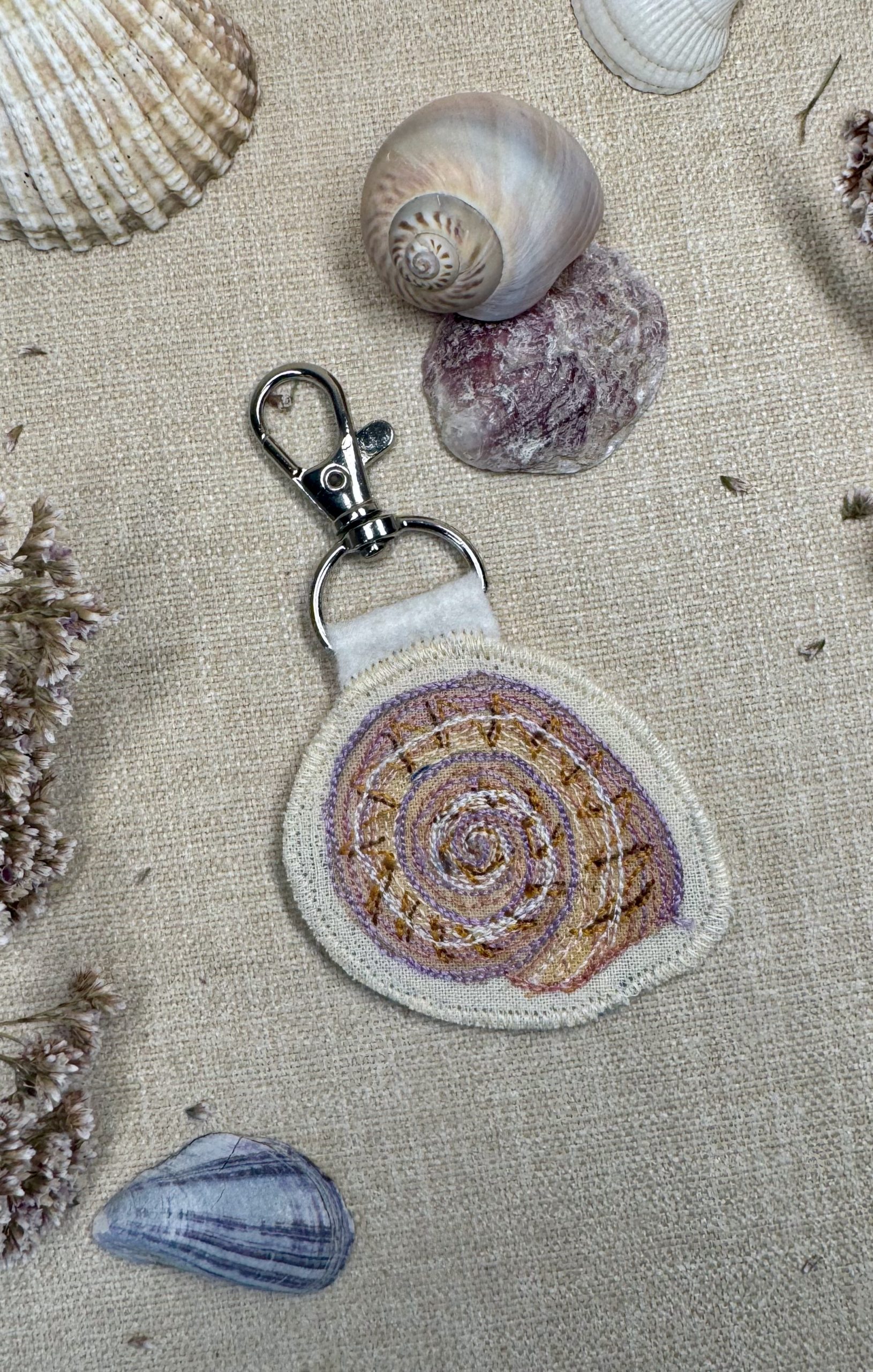 Selkie “The Reminders - Shell” Talismans – Free Motion Embroidered Patch / Bag Charm - Image 4
