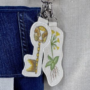 Cowslip Primrose “Faith” Talisman – Free Motion Embroidered Patch / Bag Charm