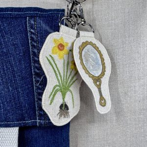 Daffodil Narcissus “Self Love” Talisman – Free Motion Embroidered Patch / Bag Charm