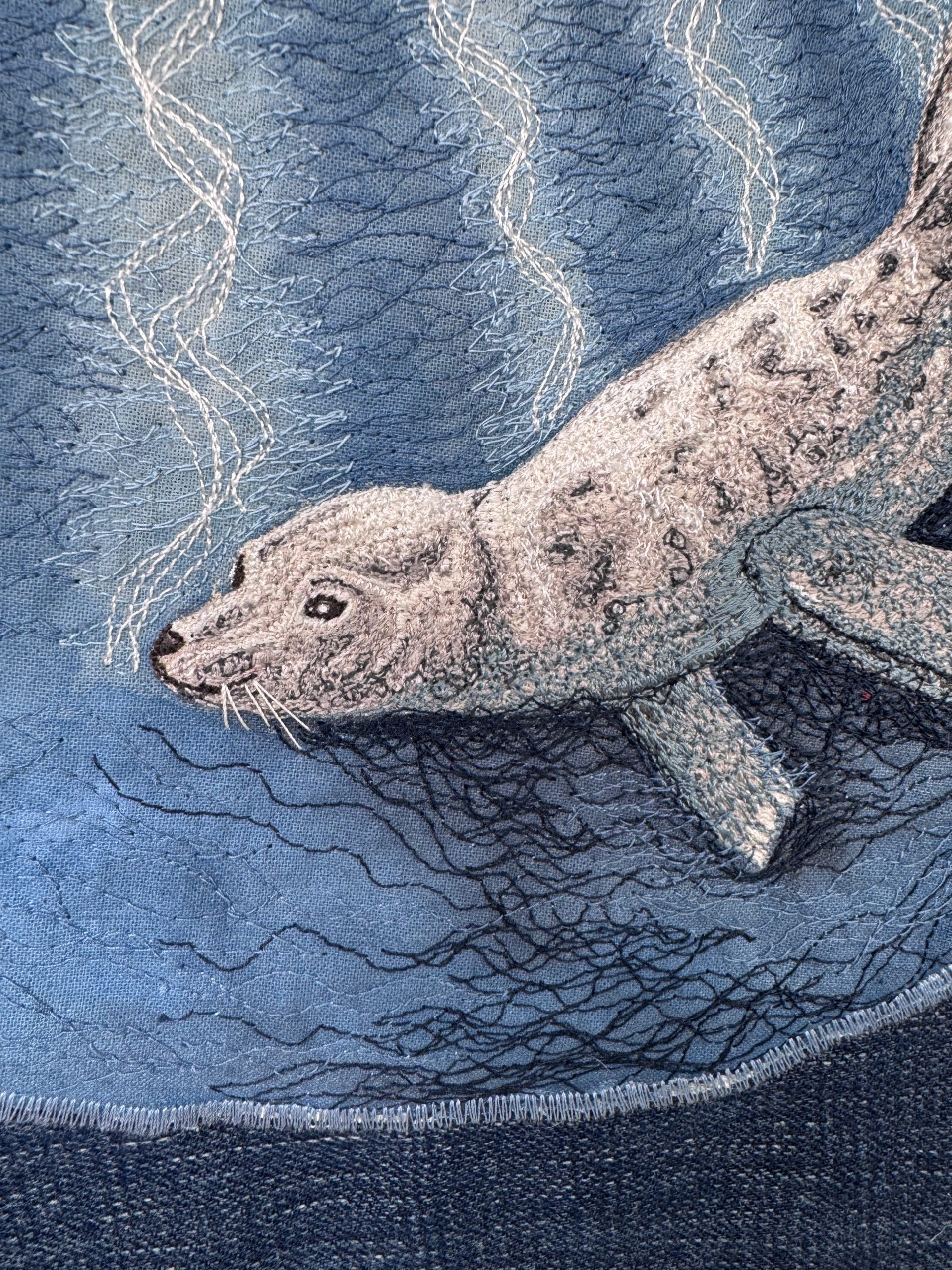 Selkie “Seal – Freedom” Wearable Art – Upcycled oversized denim Gilet - Image 4