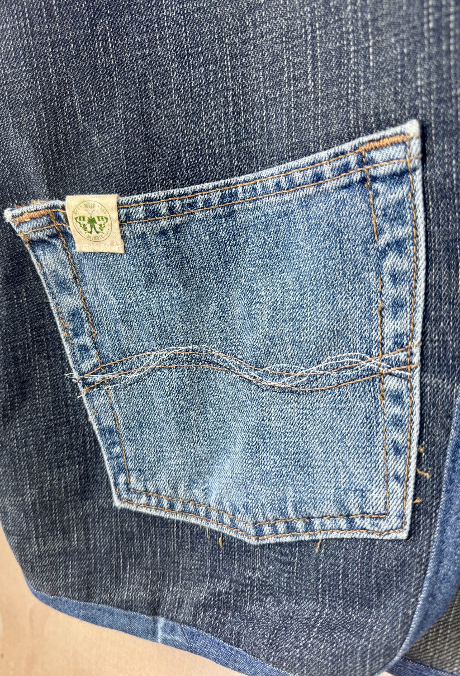 Selkie “Seal – Freedom” Wearable Art – Upcycled oversized denim Gilet - Image 11