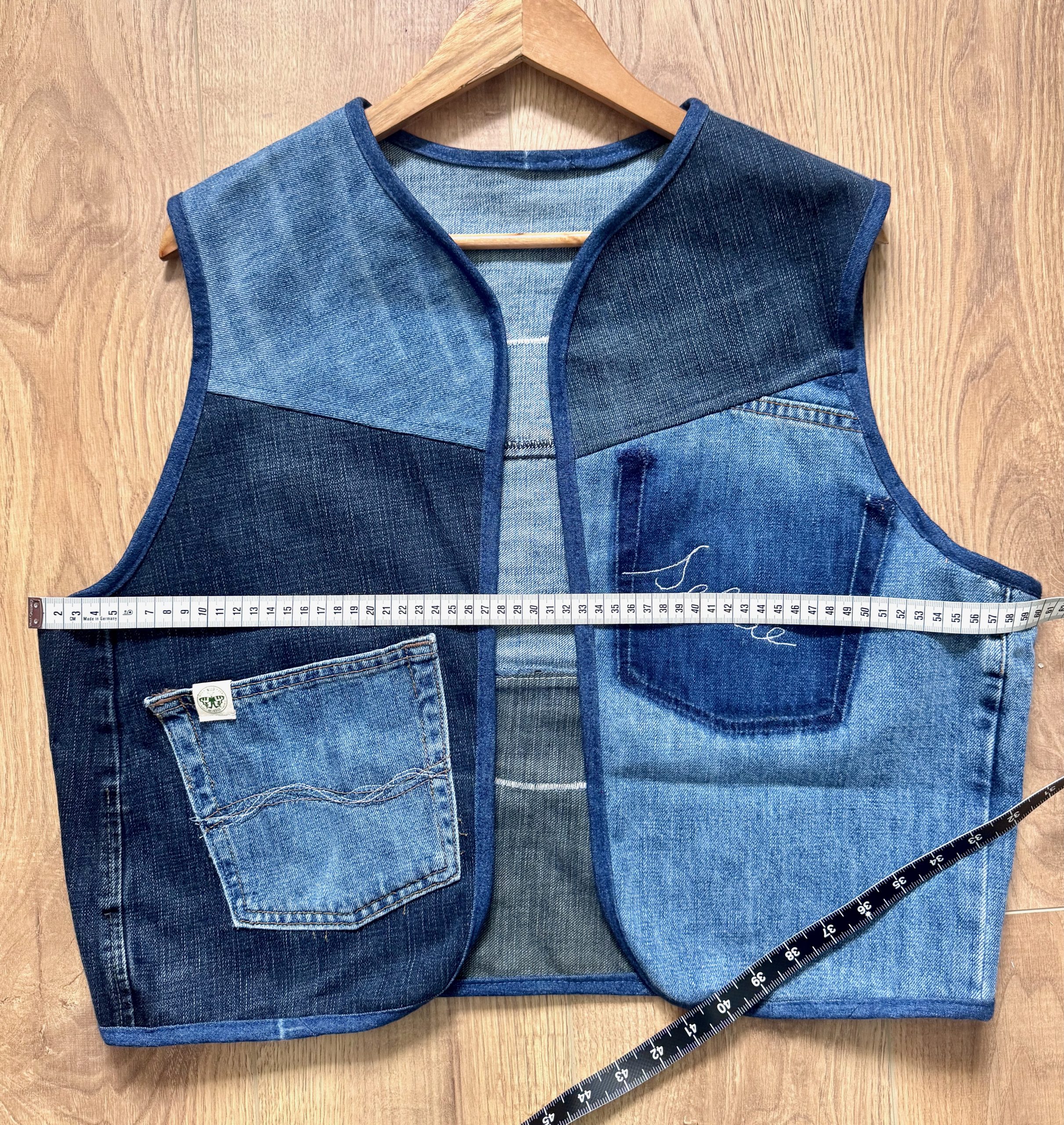 Selkie “Seal – Freedom” Wearable Art – Upcycled oversized denim Gilet - Image 12