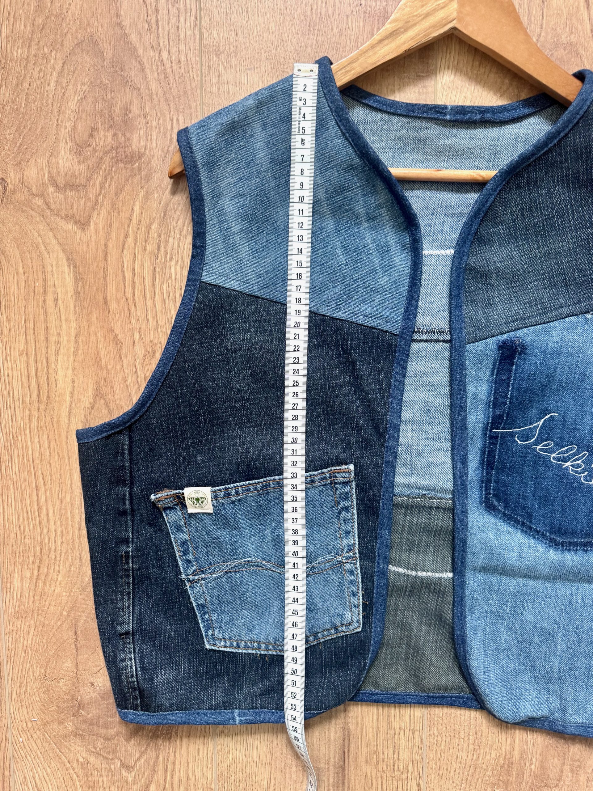 Selkie “Seal – Freedom” Wearable Art – Upcycled oversized denim Gilet - Image 14