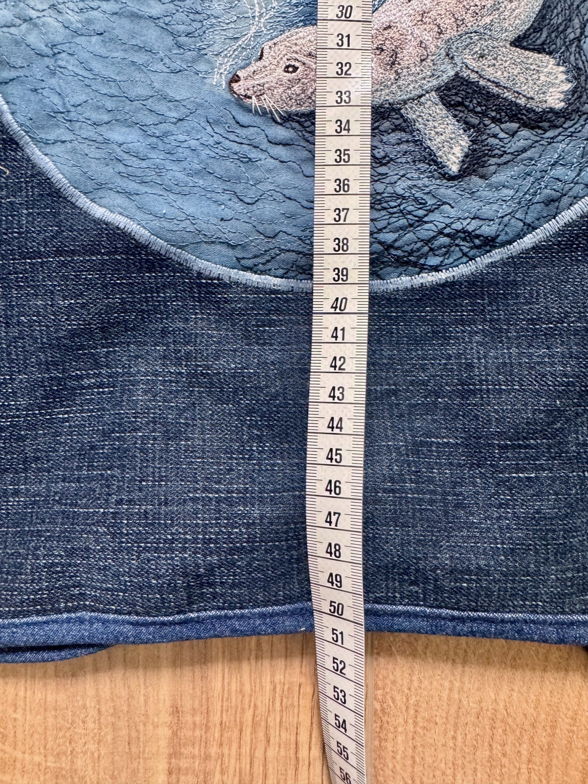 Selkie “Seal – Freedom” Wearable Art – Upcycled oversized denim Gilet - Image 20