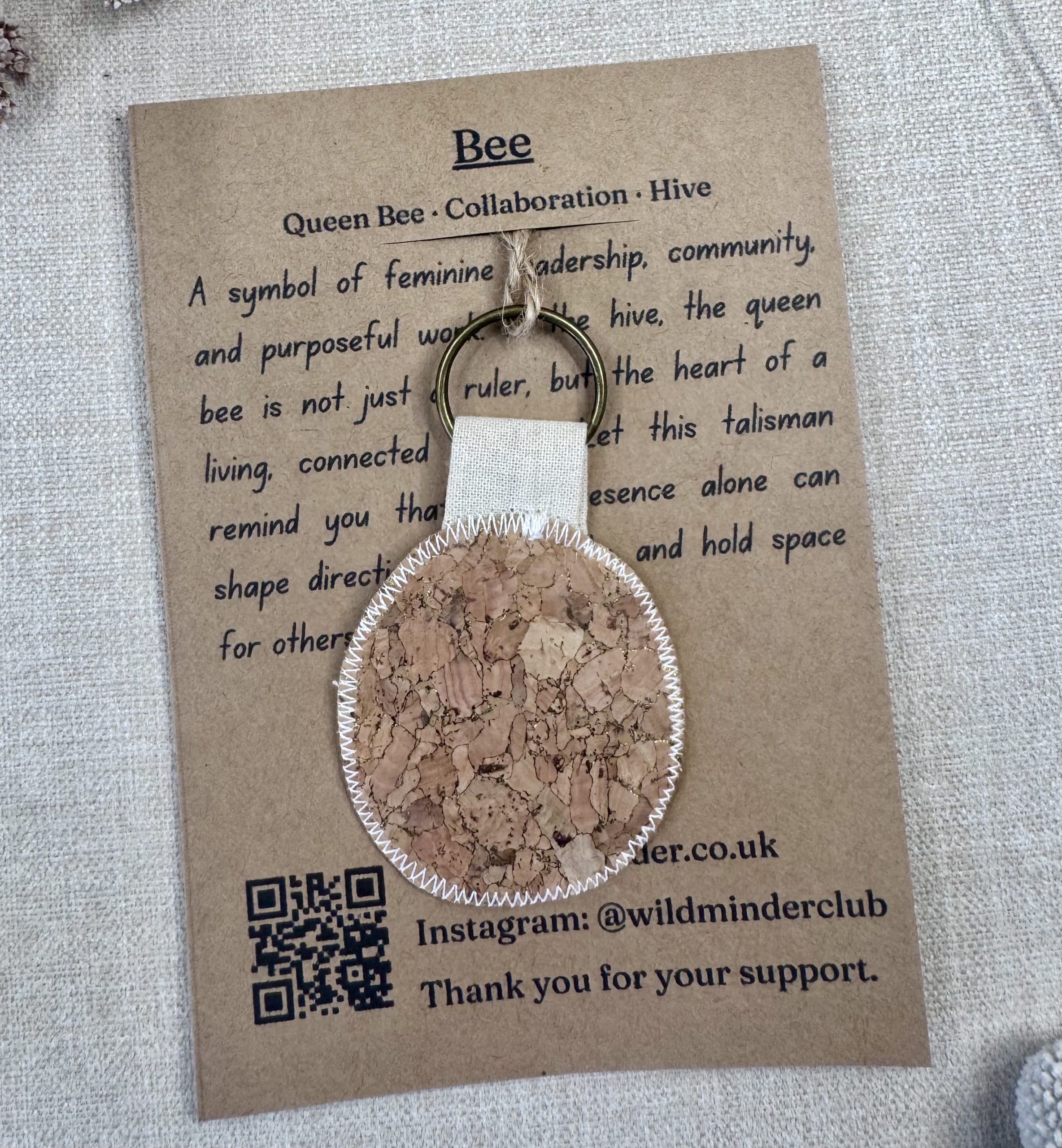 A photo of the Cork backing of talisman